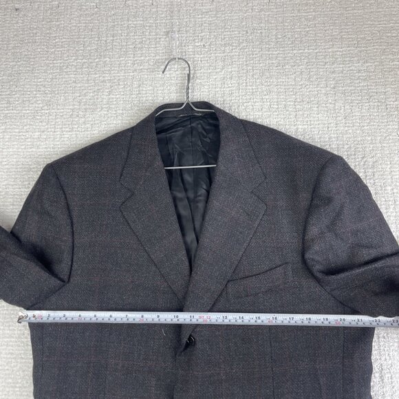 Canali Blazer Mens 52R Black / Red Plaid Check Wool Harry Rosen Italy Made - Picture 8 of 16